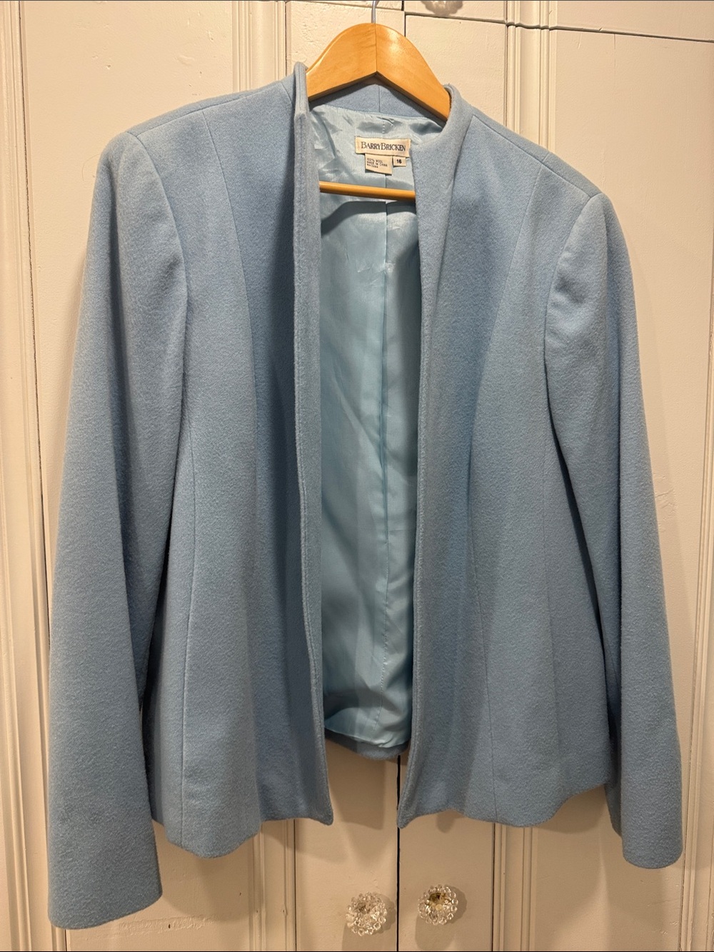 Barry Briken Pale Blue Open-Front Women's Blazer